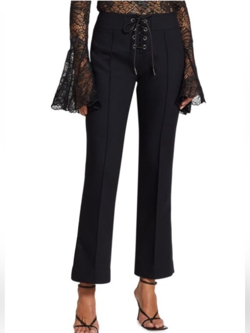 NWT FRAME Lace-Up Kick-Flare Crepe Pants! Size 0